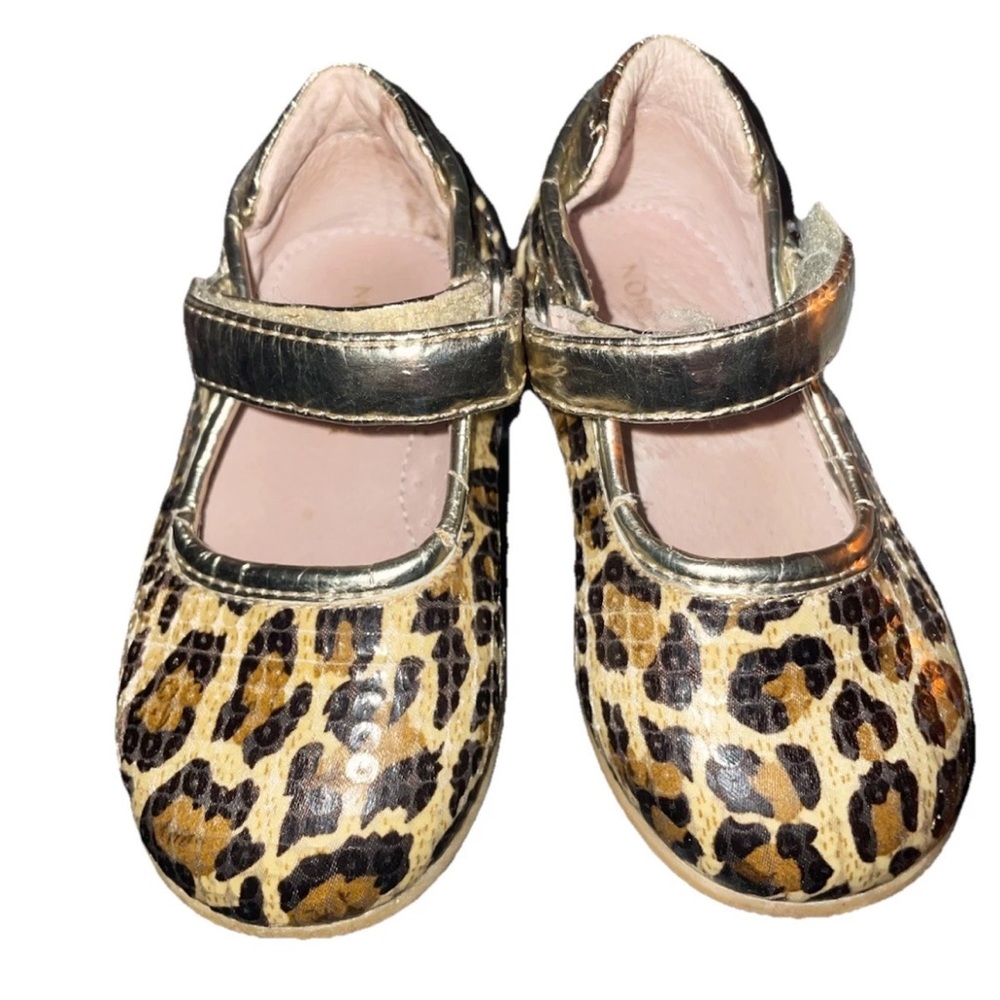 Nordstrom Leopard Print Mary Jane Baby Shoes Metallic Strap EU 21 (US 5)